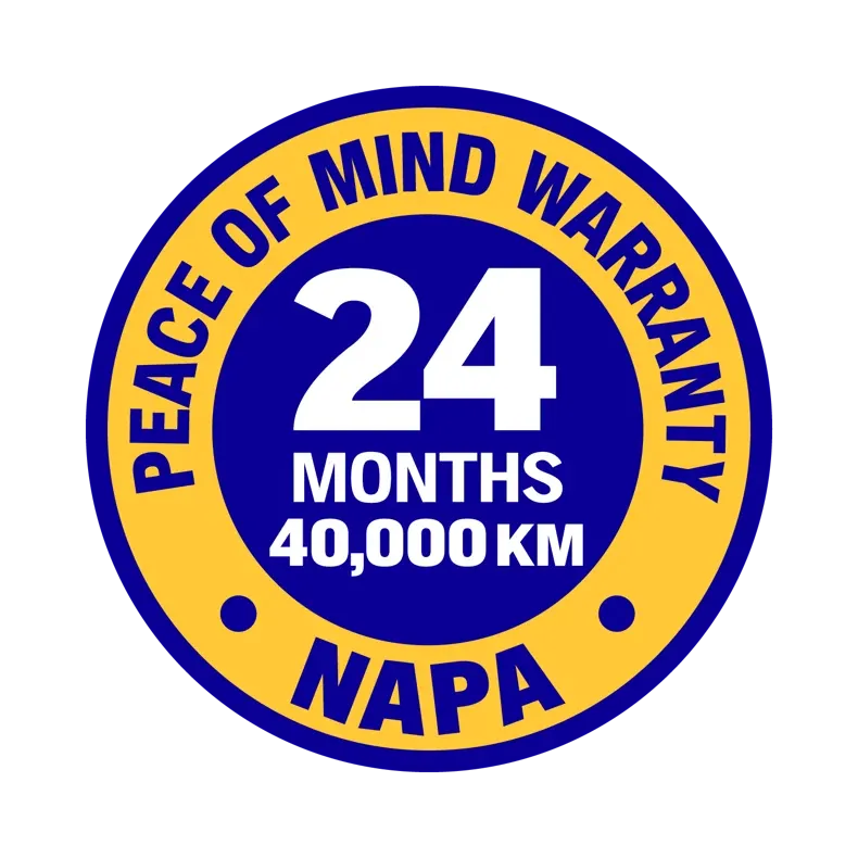 NAPA Peace of Mind Warranty seal — 24 months, 40,000 km